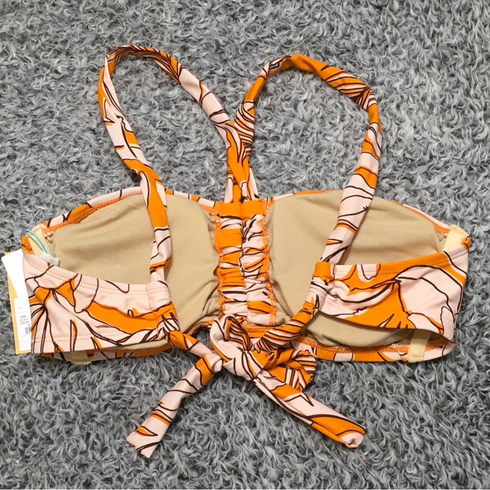 Kona Sol Women's Size M (8-10) Orange Tropical Print Bralette Bikini Top - Picture 6 of 6